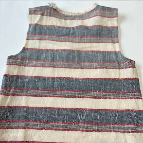 Chelsea & Theodore Stripped Sleeveless Fringe Cotton Mini Dress 4 - Picture 6 of 10